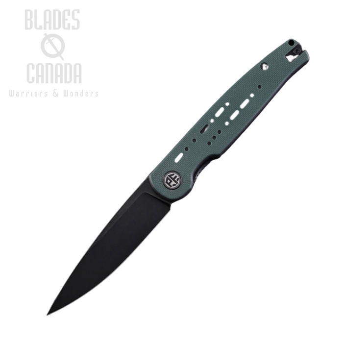 Petrified Fish Morse Folding Knife, 154CM Black SW, G10 Green & Black, PFE07GRDW